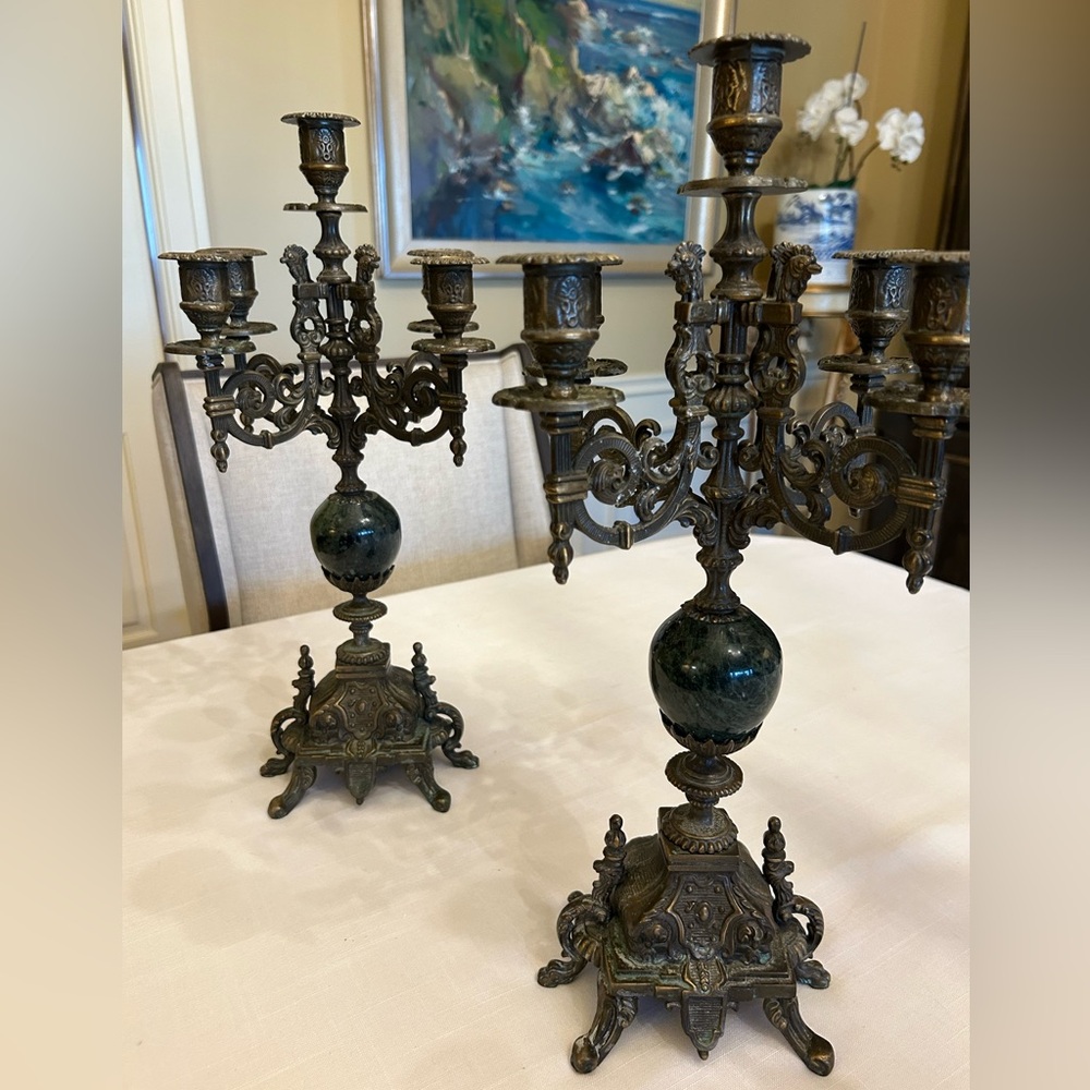 Vintage Italian Brass Marble Candle Holders (pair)
Candleabra